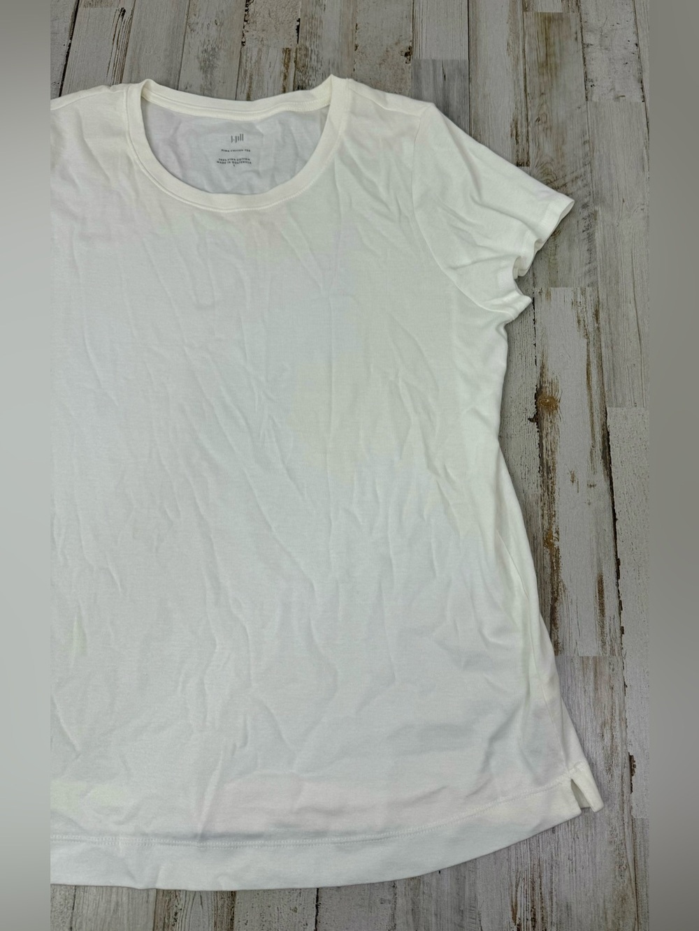 J. Jill Womens Size L White Shoulder Sleeve Tee 100% Pima Cotton - Picture 2 of 10